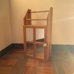 ミラー付き木製ケース ハンドメイド 中古