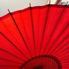 1　特選 高級羽二重傘 和傘 蛇目傘 赤 羽二重傘 和装小物 インテリア 小道具 和風 傘 現状品の画像