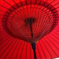 1　特選 高級羽二重傘 和傘 蛇目傘 赤 羽二重傘 和装小物 インテリア 小道具 和風 傘 現状品の画像