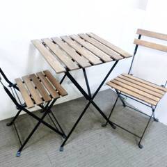 イケア　TRN テーブル＆チェア2脚 屋外用　折りたたみ式　庭　...