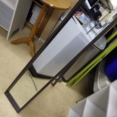 スリムタイプ　スタンドミラー　ブラウン　配達設置対応の画像