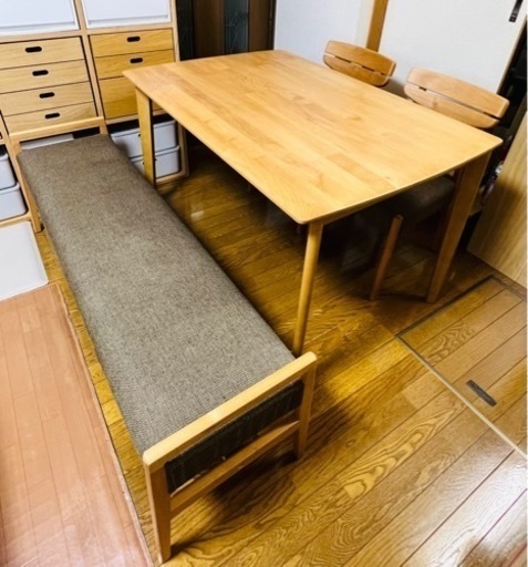 ［お取引決定］ニトリ アルナス   ダイニングテーブル、チェア2脚、ベンチ1脚