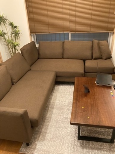 3人掛け オットマン付きカウチソファ