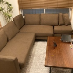  3人掛け オットマン付きカウチソファ