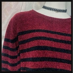 ꒰FOREVER21꒱ボーダーニット 赤黒 長袖 セーター しま...