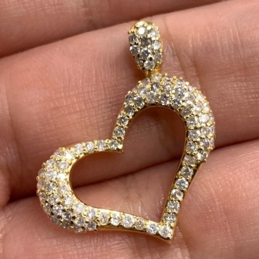 K18 18金 ハートペンダント ダイヤペンダント 2.5g ダイヤ 0.74ct