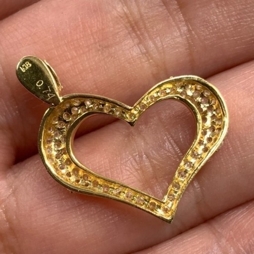 K18 18金 ハートペンダント ダイヤペンダント 2.5g ダイヤ 0.74ct