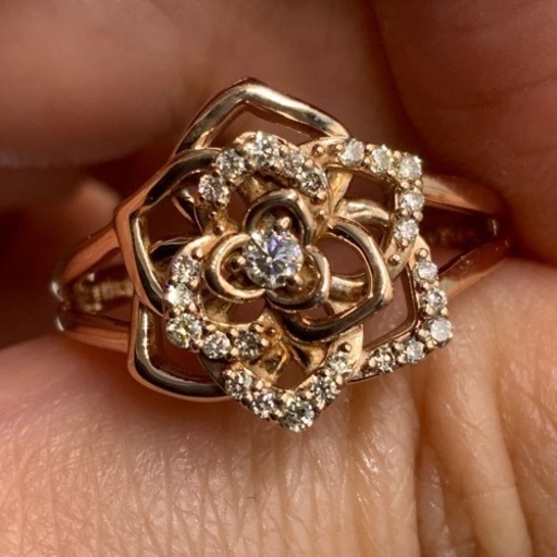 K18PG ピンクゴールド ダイヤモンド リング 中古K18PGダイヤモンドリング D0.20 0.15 4.2g #11 ピンクゴールド