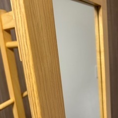 木製 ミラー付き回転ハンガーラック 全身姿鏡の画像