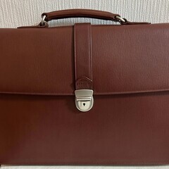 メンズビジネスバッグ　天然牛　海老茶色