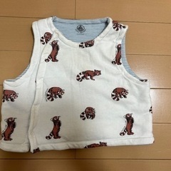 プチバトーアライグマ柄ベビーベスト6m/67cm