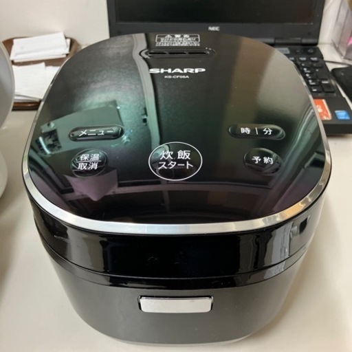 I2403-905 SHARP ジャー炊飯器 KS-CF05A-B 2019年製 ブラック 0.54L 3合 取説なし 通電確認済み 中古美品