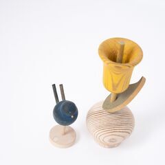 【北欧インテリアショップ購入】木製の青い鳥とチューリップのウッドオーナメント2個セットの画像