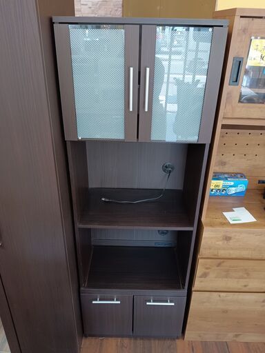 NITORI　キッチンボード　レンジ台　スライドレール　食器棚　ニトリ　ブラウン　サイズ（約）幅60×奥39.5×高178　　■近隣配送無料 買取GO‼　栄和店
