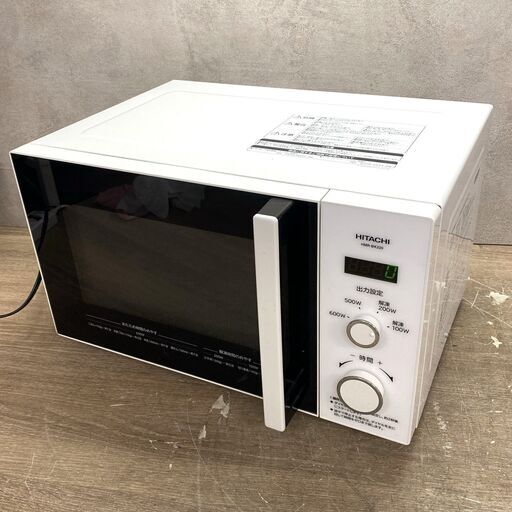 2021年製 HITACHI 日立 電子レンジ HMR-BK220-Z5 ホワイト ターンテーブル付き 動作確認済み 24c菊DO