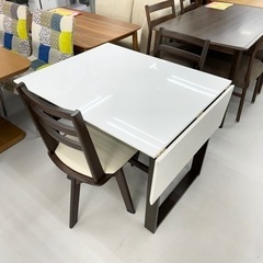 伸長式ダイニングテーブル4点セット(DTロピア2WH DBR/DCロピア2