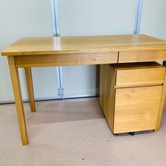 良品計画 タモ材 デスクセット ワゴン 勉強机 学習机