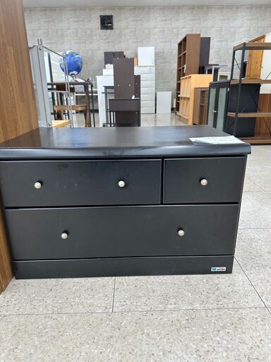 ★ジモティ割あり★ 姫路マルアニ(株) ローチェスト 黒 H45.5×D46.5×W77 クリーニング済み TJ5062