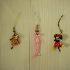 【未使用】ミニー★ピンクパンサー★ティガ―★ビーズアクセサリー