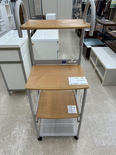 ★ジモティ割あり★ ㈱フジコーポレーション レンジ台 ライトブラウン H141.5×D39.5×W51.5 クリーニング済み TJ5064