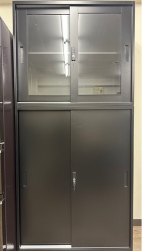 スチールラック ブラック ガラス 書庫 オフィス 家具