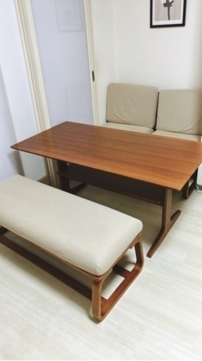 無印良品　リビングでもダイニングでも　テーブル　ベンチ　チェア　セット