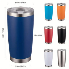 【新品】二層魔法瓶 約600ml ポータブル 大容量 ボトル ステンレス製 漏れ防止 タンブラー 保温・保冷 二重壁断熱カップ 蓋付き メンズ レディース アウトドア キャンプ ハイキング ドライブ ブラックの画像