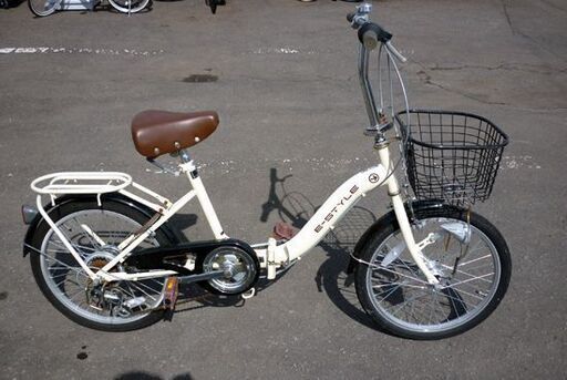 ☆折りたたみ自転車 20インチ 6段変速 E-STYLE カゴ付き 荷台付き ライト付き 反射板付き 6段切替 札幌 北20条店