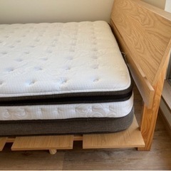 受取り日時追加！14万円で購入 ニトリ　ダブルベットフレーム+マットレス+トッパー+シーツ、ベッドパット 計5点まとめての画像
