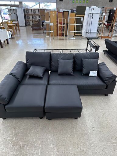 ★ジモティ割あり★  ソファー 黒 H63×D76×W200 クリーニング済み TJ5082