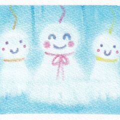 ３色パステルアート教室いろいろ　てるてるぼうず
