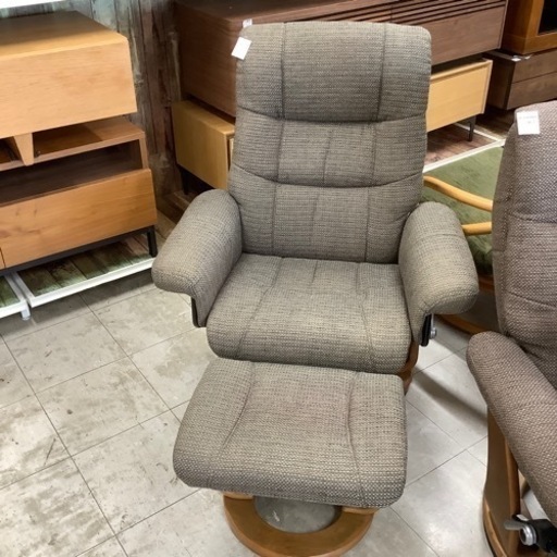 パーソナルチェア　ニトリ　オットマン　PALPH グレー×ブラウン