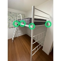 シングル　ロフトベッド　マットレスの画像