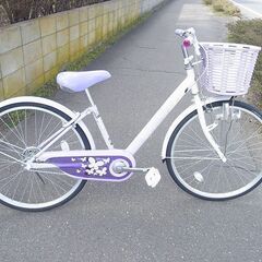 24インチ　自転車　錆あり　動作良好　パープル/ホワイト
