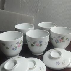 【アンティークNARUMI】Graceシリーズセット ココット 金縁 昭和レトロ シュガーポット 醤油差し 小皿 マグカップ 湯呑み 茶碗蒸しの画像