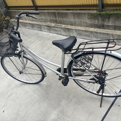 自転車 ママチャリ シルバー タイヤ26インチ