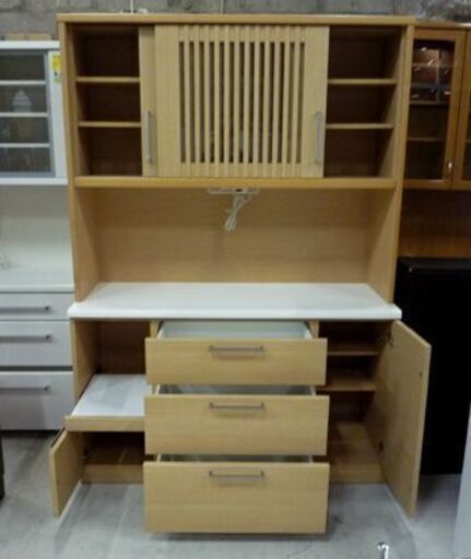 NITORI キッチンボード ビゼン140KB NA 幅140.5cm ナチュラル ニトリ レンジボード 食器棚 札幌市東区 新道東店