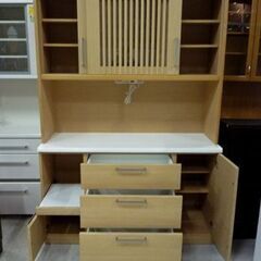 NITORI キッチンボード ビゼン140KB NA 幅140.5cm ナチュラル ニトリ レンジボード 食器棚 札幌市東区 新道東店の画像