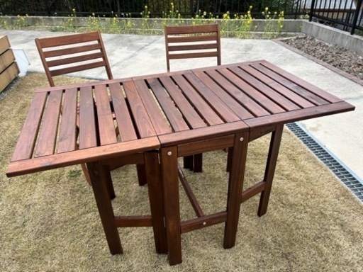IKEA ÄPPLARÖ エップラロー 折りたたみテーブル&チェア2脚セット
