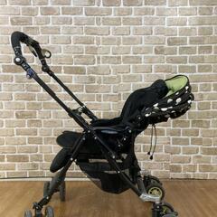 ★Aprica アップリカ★ ドット柄 ベビーカー 黒 緑 ブラック×グリーン 激安 格安 大阪 引き取り可の画像