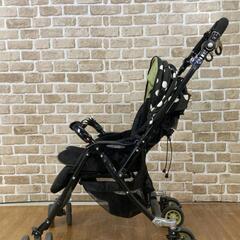 ★Aprica アップリカ★ ドット柄 ベビーカー 黒 緑 ブラック×グリーン 激安 格安 大阪 引き取り可の画像