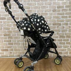★Aprica アップリカ★ ドット柄 ベビーカー 黒 緑 ブラック×グリーン 激安 格安 大阪 引き取り可の画像