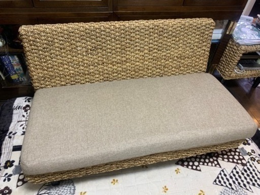 アジアン家具☆2人掛けソファ☆ウォーターヒヤシンスソファ　池田市
