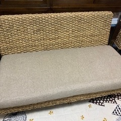 アジアン家具☆2人掛けソファ☆ウォーターヒヤシンスソファ　池田市の画像
