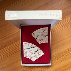 昭和レトロ★未使用★鳩居堂★卓上メモ（さくら）★扇面貼