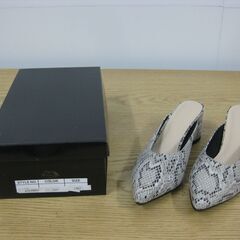 未使用品 パイソン柄 ミュール 36 グレー系
