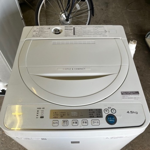 G-34 SHARP 全自動電気洗濯機 ES-G4E7-KW 4.5kg 2020年製