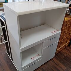 NITORI　DAHLIA　キッチンカウンター　食器棚　レンジボード　ニトリ　ダリア　白　ホワイト　鏡面　木目調　サイズ（約）幅80×奥42×高116　　■近隣配送無料 買取GO‼　栄和店