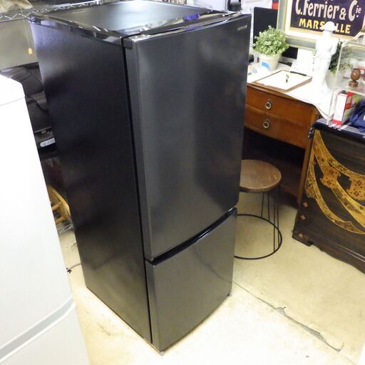 2020年製 2ドア冷蔵庫 ブラック 配達設置対応/1カ月保証 IRSN-15A-B [2ドア /右開きタイプ /154L] [冷凍室 43L]