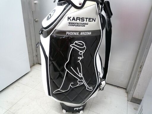 ゴルフ キャディバッグ PING KARSTEN CB-C202 4分割 ホワイト×ブラック 中古 PING 苫小牧西店